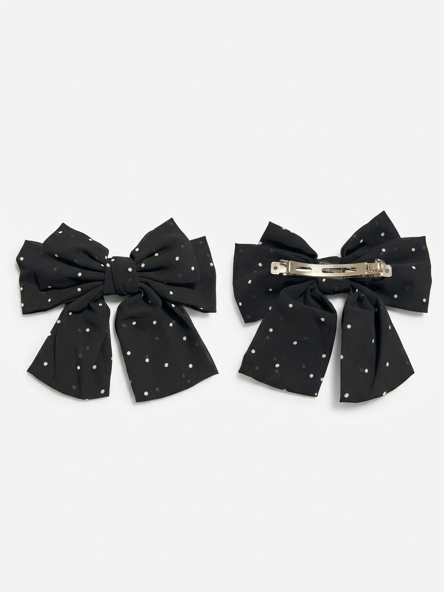 Barrette Nœud Papillon à Pois – Élégance Vintage & Maintien Parfait