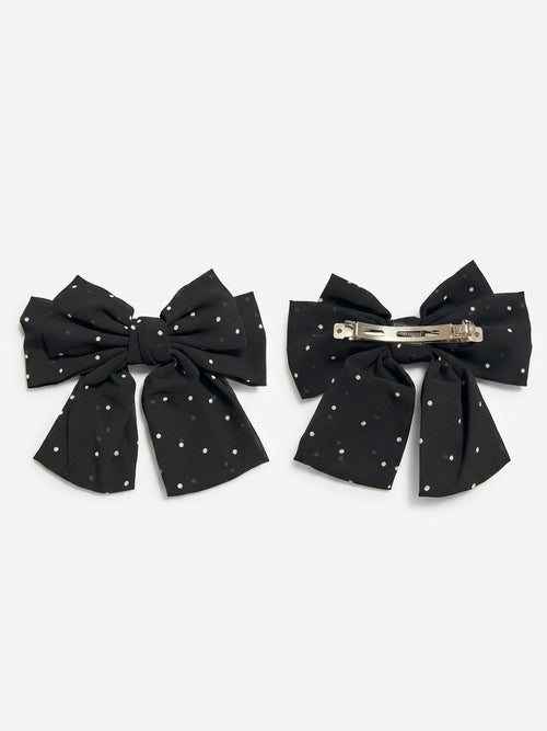 Barrette Nœud Papillon à Pois – Élégance Vintage & Maintien Parfait