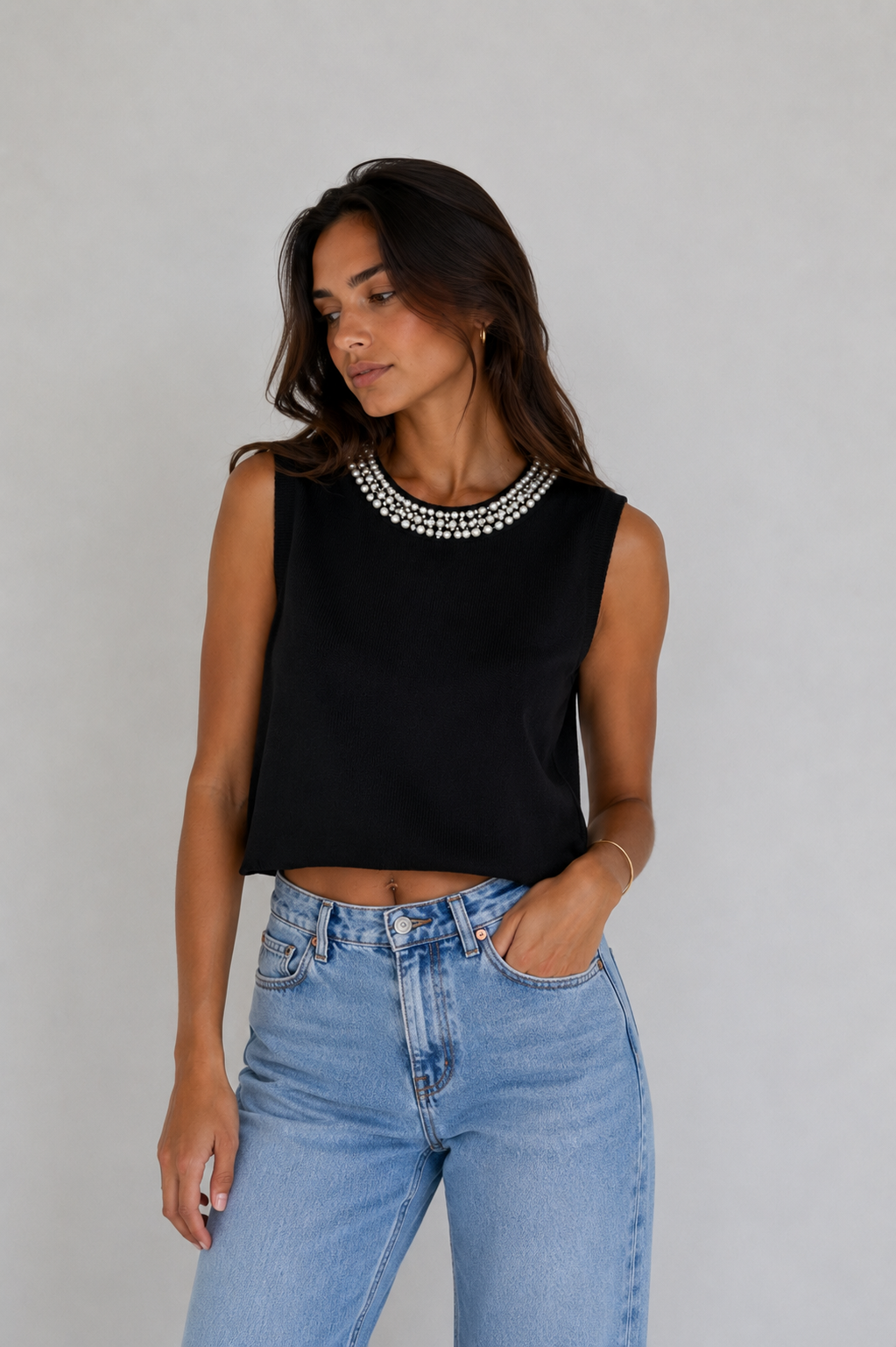 Sleeveless Beaded Top