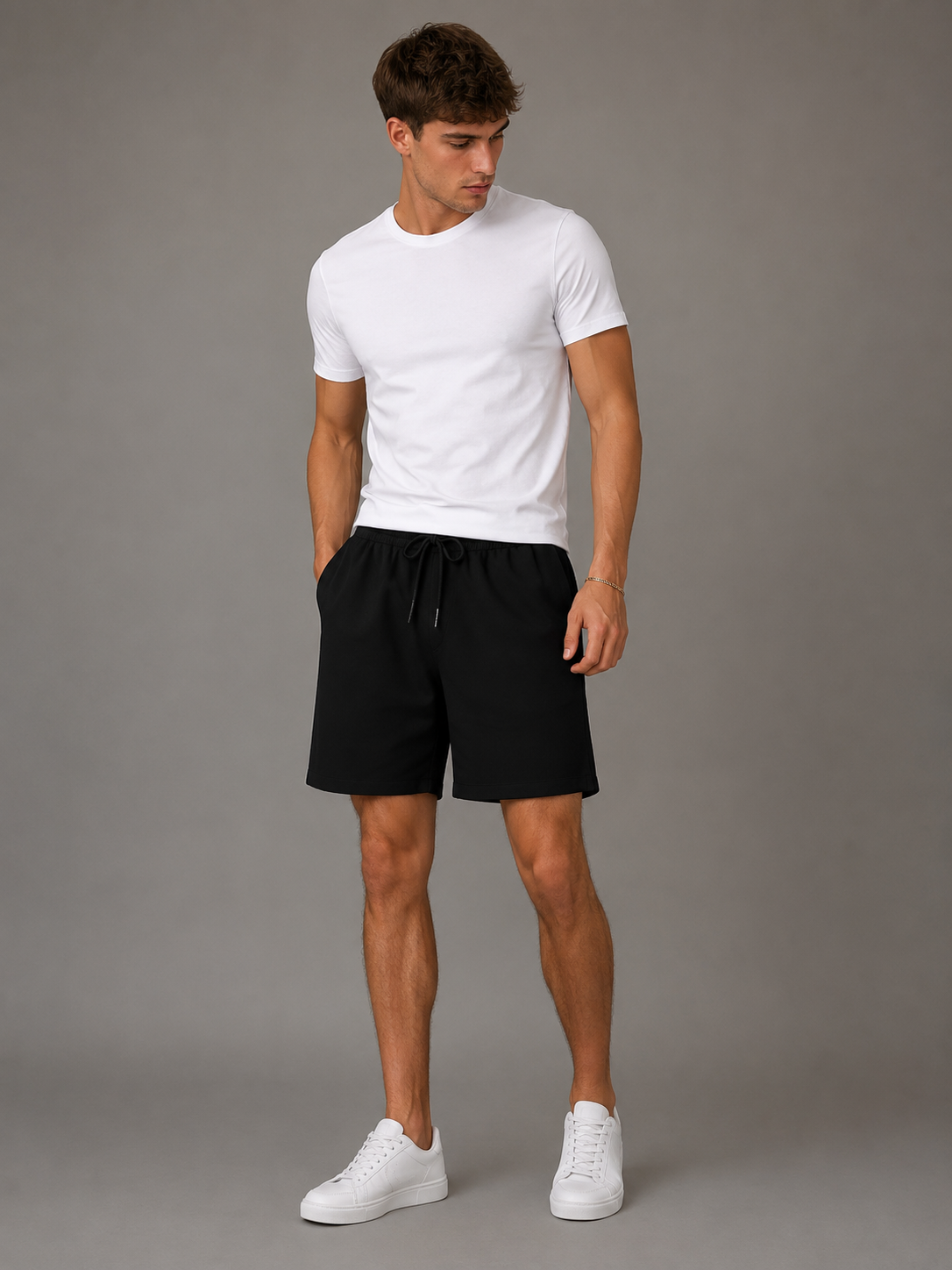 short léger décontracté - taille élastique et cordon de serrage