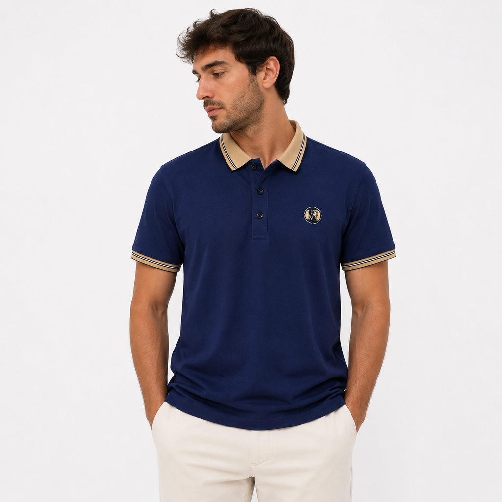 contrast collar polo shirt