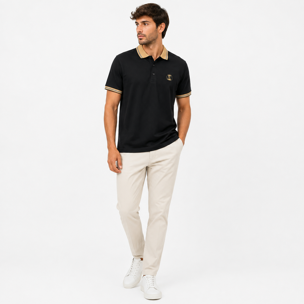contrast collar polo shirt